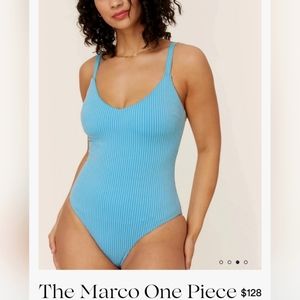 Andie, The Marco One Piece Swimsuit, Size XL, Blue & Gold Stripe